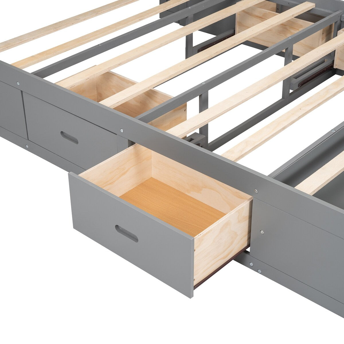 Queen Size Platform Bed with Storage Headboard,Shoe Rack and 4 Drawers
