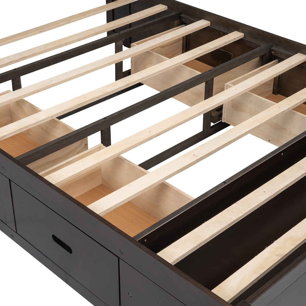 Queen Size Platform Bed with Storage Headboard,Shoe Rack and 4 Drawers