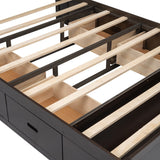 Queen Size Platform Bed with Storage Headboard,Shoe Rack and 4 Drawers