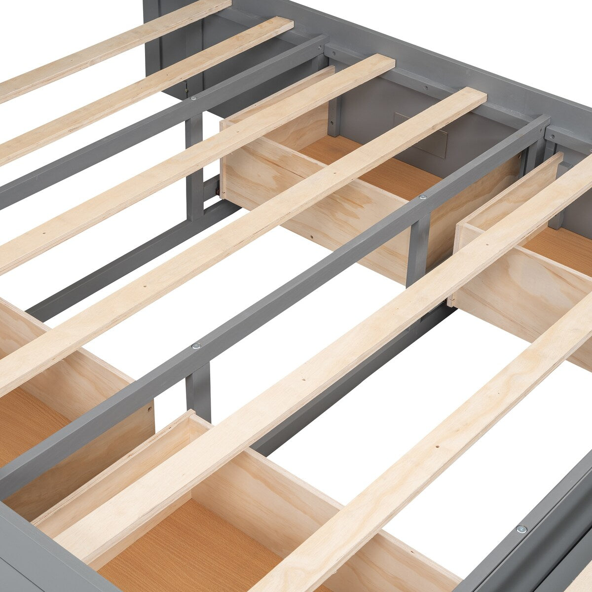 Queen Size Platform Bed with Storage Headboard,Shoe Rack and 4 Drawers