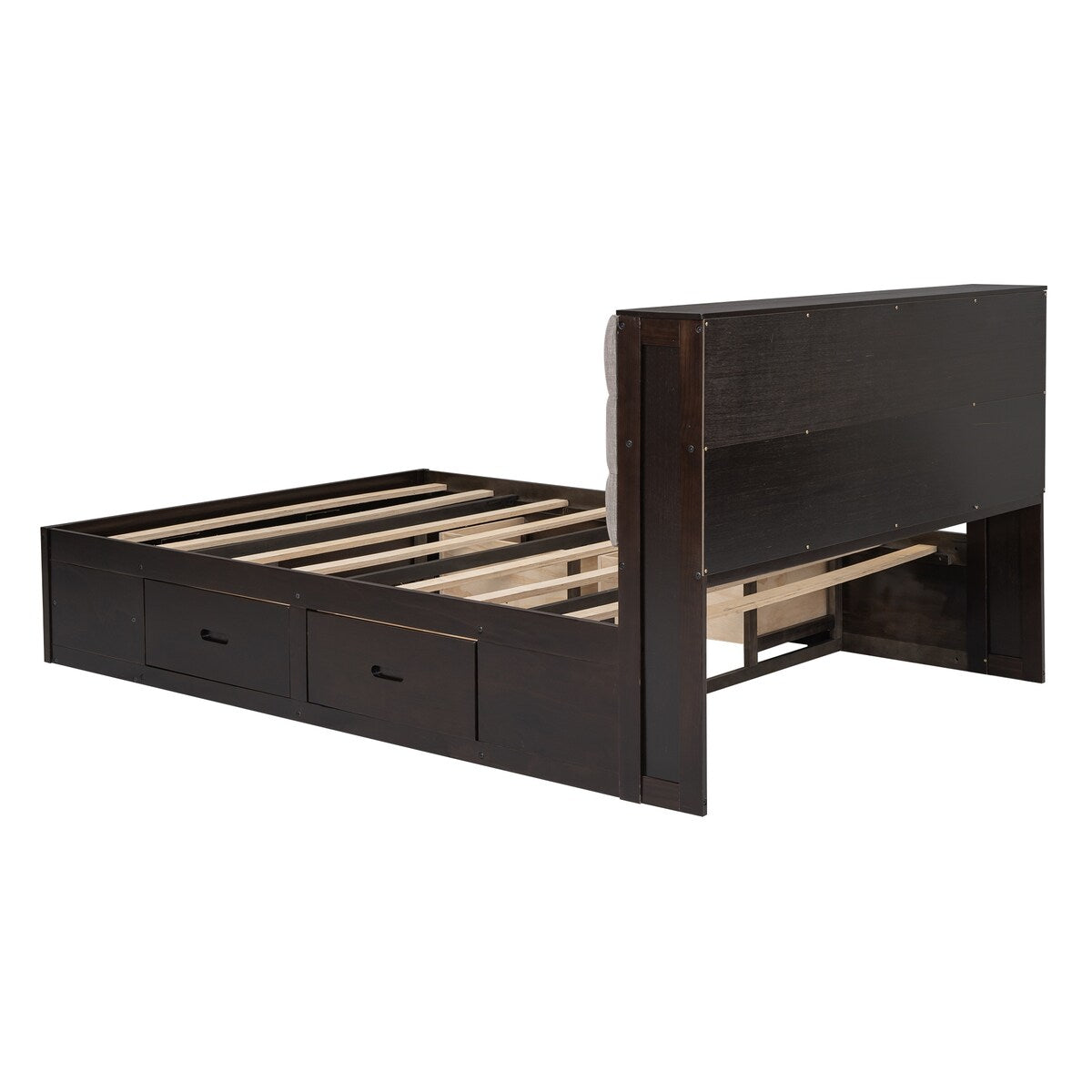 Queen Size Platform Bed with Storage Headboard,Shoe Rack and 4 Drawers