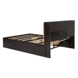 Queen Size Platform Bed with Storage Headboard,Shoe Rack and 4 Drawers