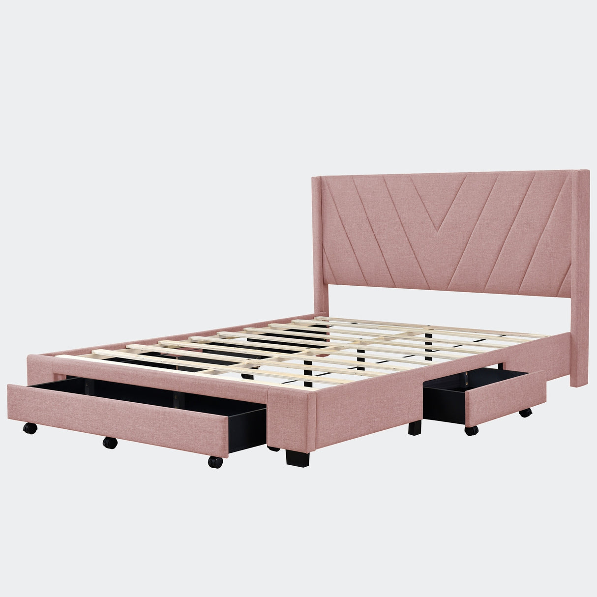Queen Size Storage Bed Linen Upholstered Platform Bed