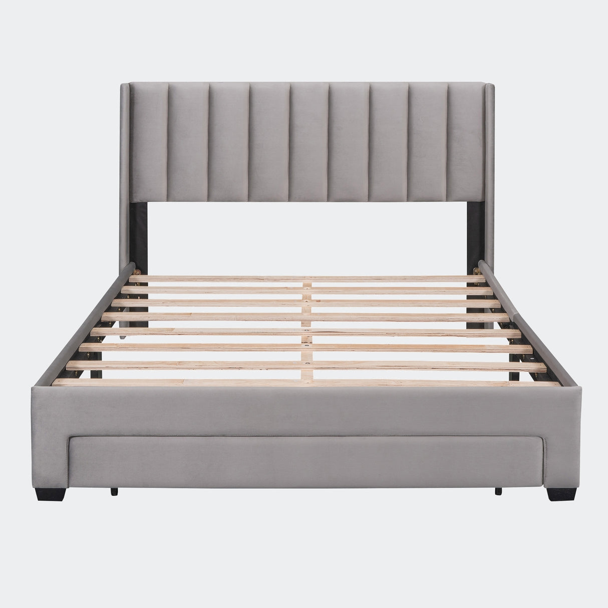 Queen Size Storage Bed Velvet Upholstered Platform Bed