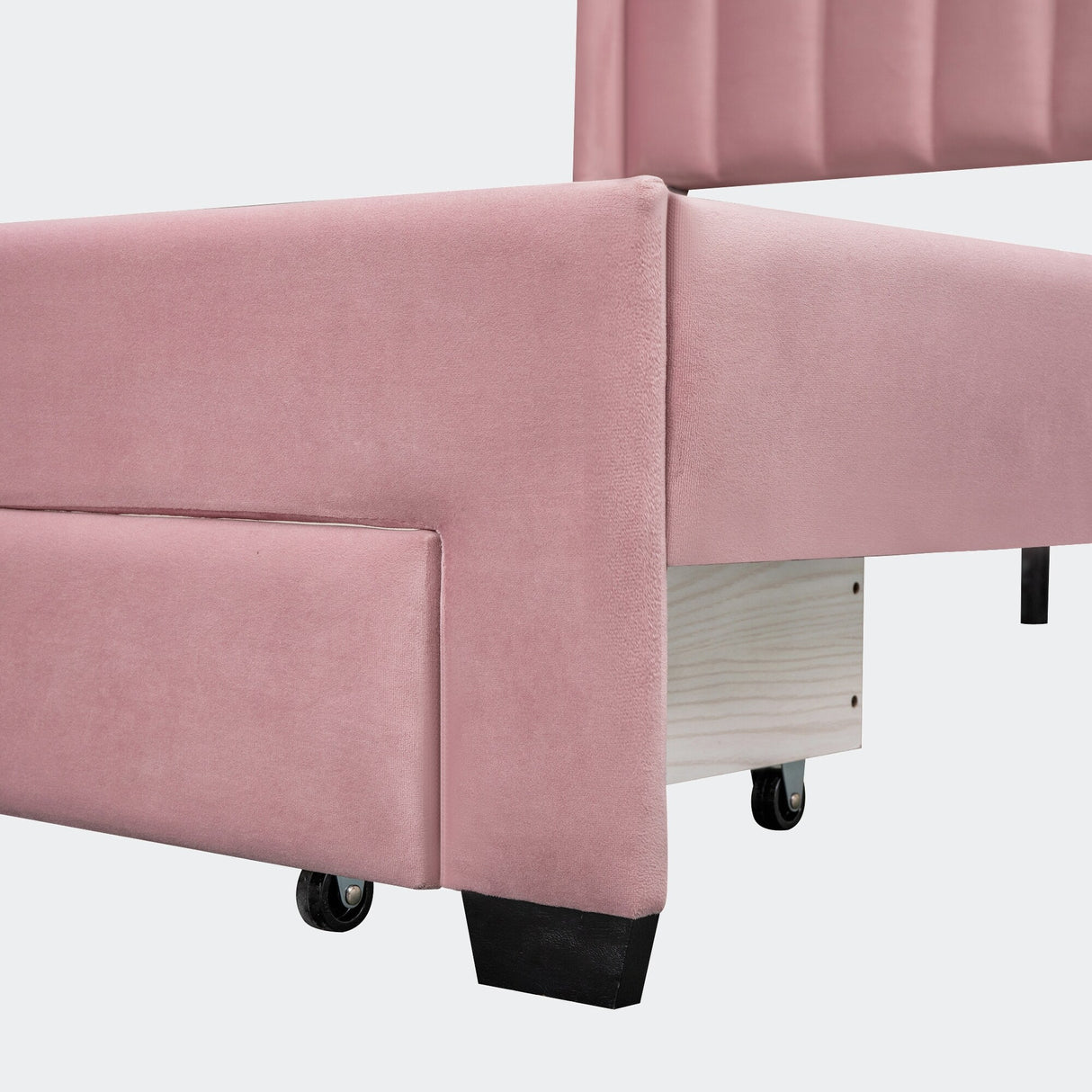 Queen Size Storage Bed Velvet Upholstered Platform Bed