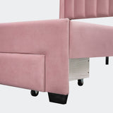 Queen Size Storage Bed Velvet Upholstered Platform Bed