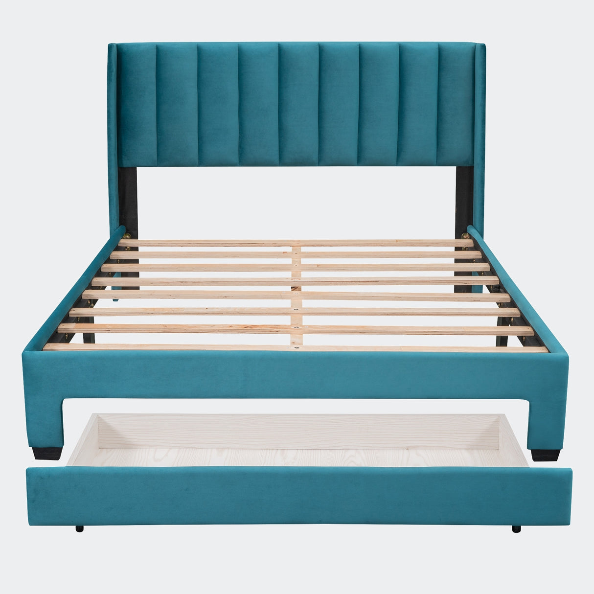 Queen Size Storage Bed Velvet Upholstered Platform Bed