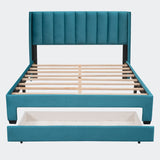 Queen Size Storage Bed Velvet Upholstered Platform Bed