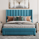 Queen Size Storage Bed Velvet Upholstered Platform Bed