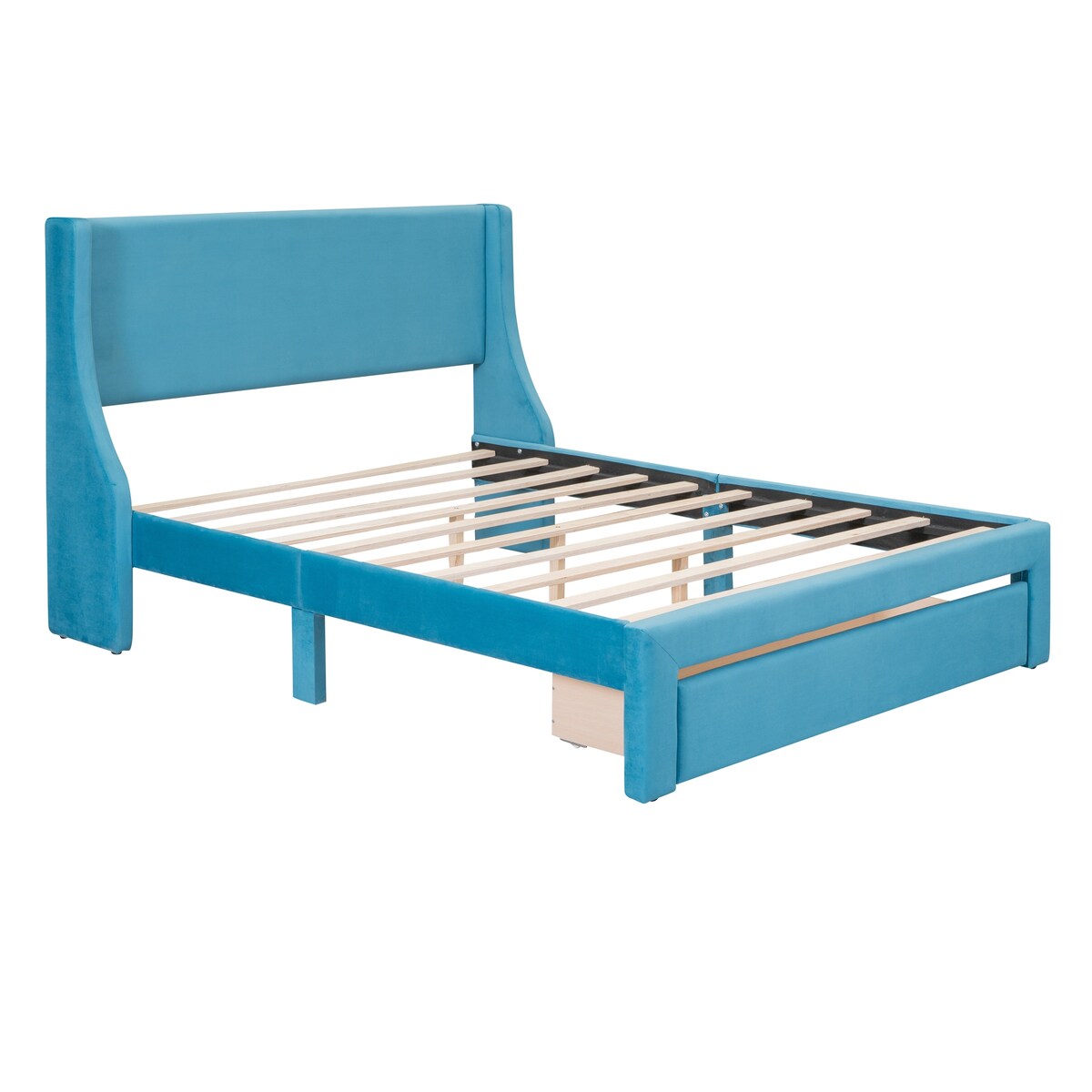 Queen Size Storage Bed Velvet Upholstered Platform Bed