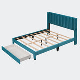 Queen Size Storage Bed Velvet Upholstered Platform Bed