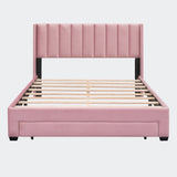 Queen Size Storage Bed Velvet Upholstered Platform Bed