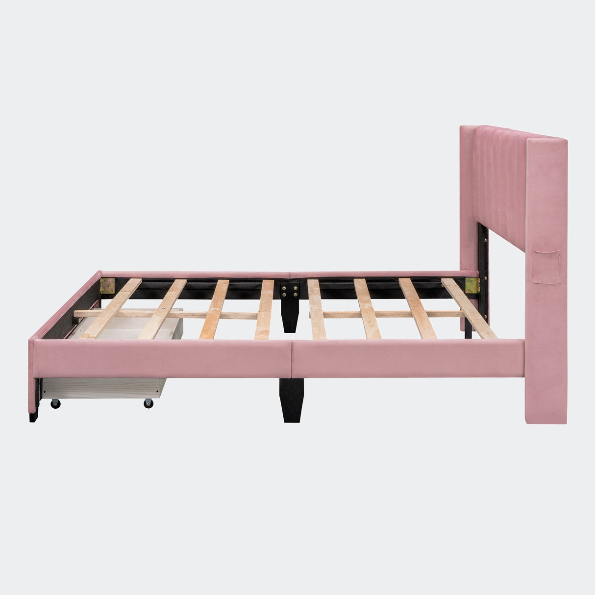Queen Size Storage Bed Velvet Upholstered Platform Bed