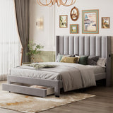 Queen Size Storage Bed Velvet Upholstered Platform Bed