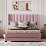 Queen Size Storage Bed Velvet Upholstered Platform Bed