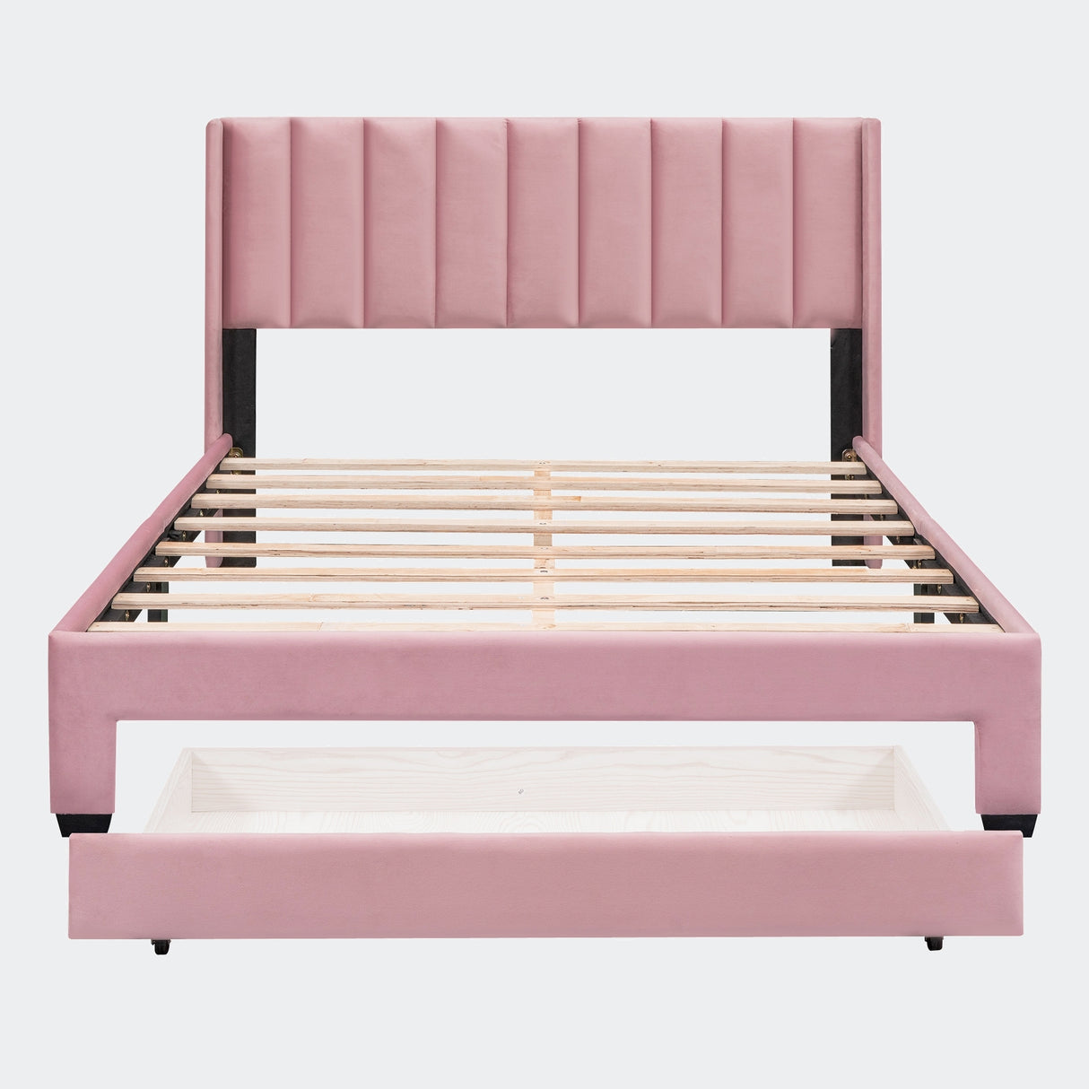 Queen Size Storage Bed Velvet Upholstered Platform Bed