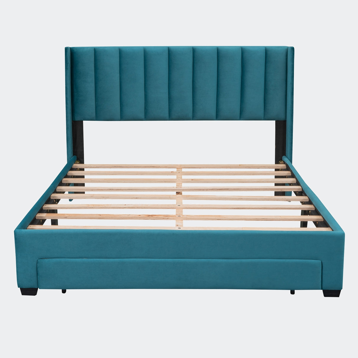 Queen Size Storage Bed Velvet Upholstered Platform Bed