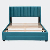 Queen Size Storage Bed Velvet Upholstered Platform Bed