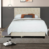 Queen Size Trundle Pull Out Drawers Upholstered Bed Morden Comtempapary Design No Box Spring Needed