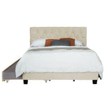 Queen Size Trundle Pull Out Drawers Upholstered Bed Morden Comtempapary Design No Box Spring Needed