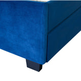 Queen Size Trundle Pull Out Drawers Upholstered Bed Morden Comtempapary Design No Box Spring Needed