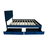 Queen Size Trundle Pull Out Drawers Upholstered Bed Morden Comtempapary Design No Box Spring Needed