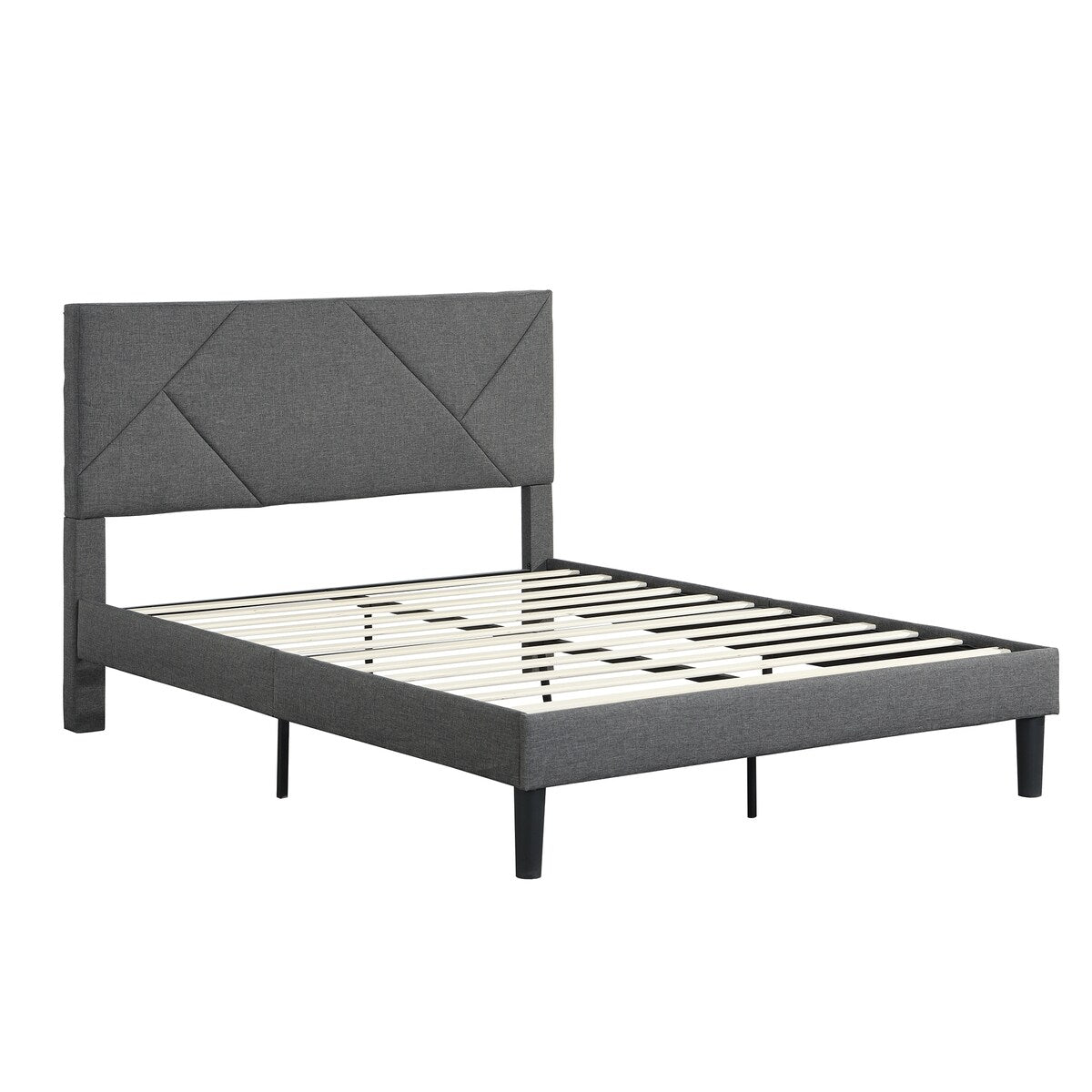 Queen Size Upholstered Platform Bed Frame ,Wood Slat Support, Easy Assembly