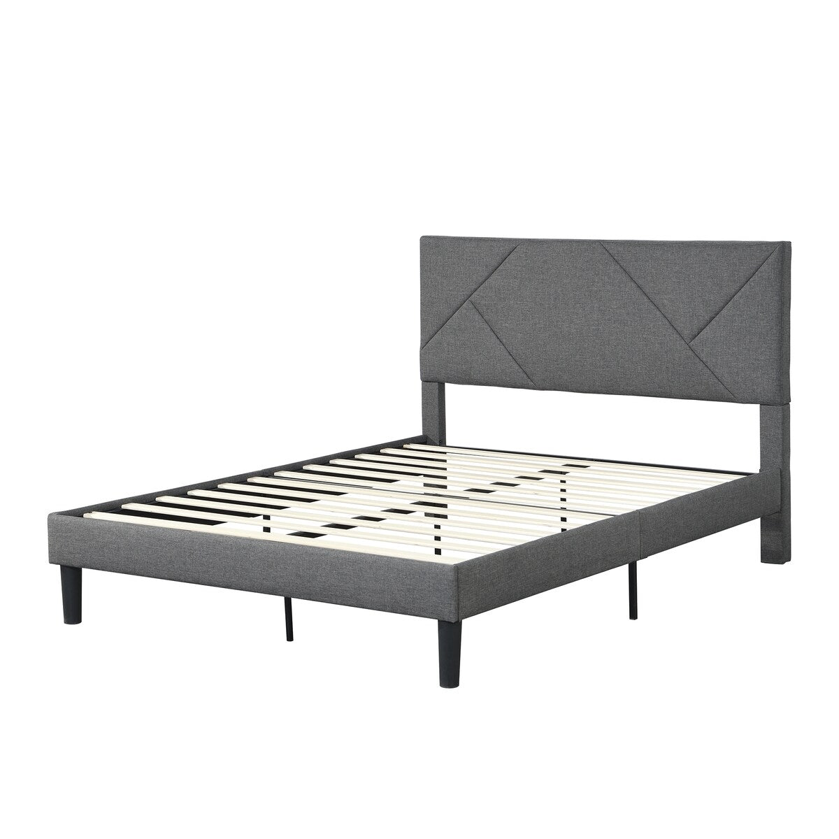 Queen Size Upholstered Platform Bed Frame ,Wood Slat Support, Easy Assembly