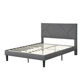Queen Size Upholstered Platform Bed Frame ,Wood Slat Support, Easy Assembly