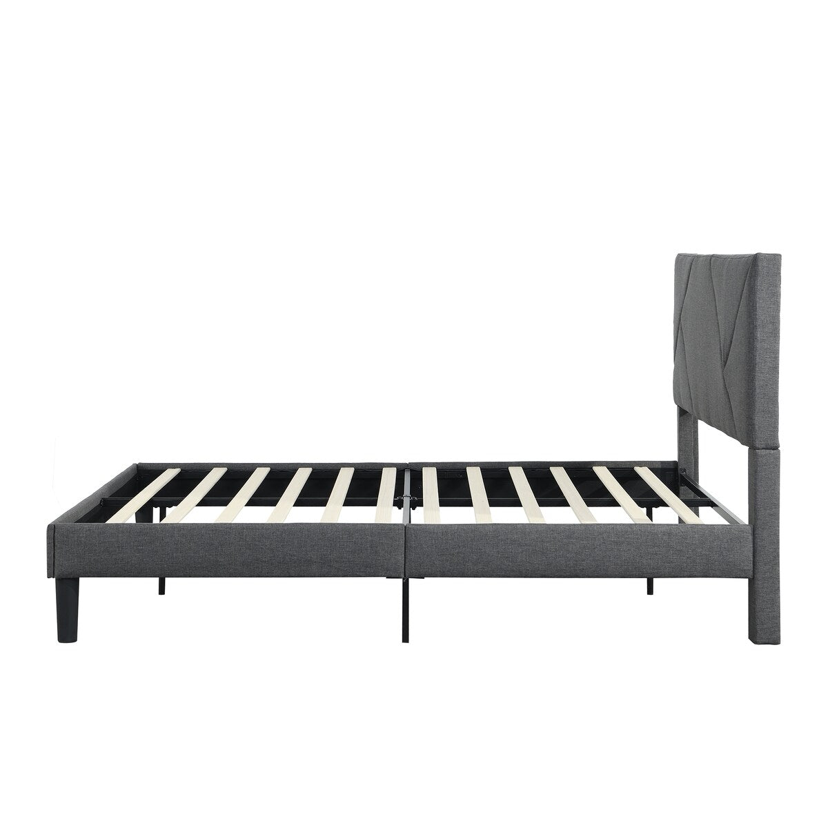 Queen Size Upholstered Platform Bed Frame ,Wood Slat Support, Easy Assembly