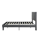Queen Size Upholstered Platform Bed Frame ,Wood Slat Support, Easy Assembly