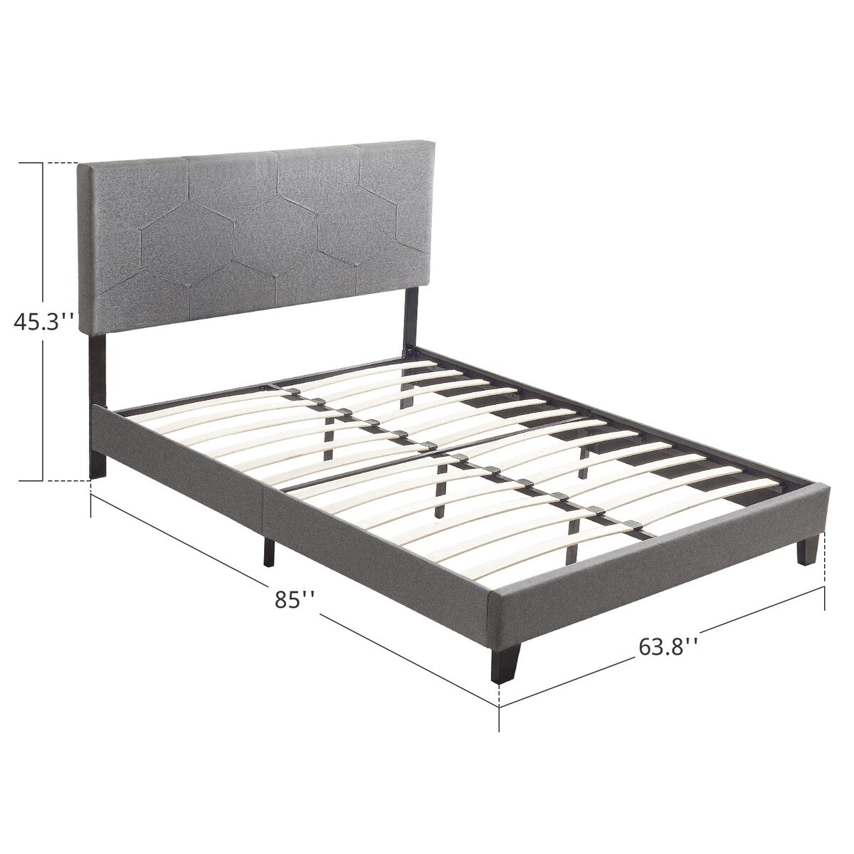 Queen Size Upholstered Platform Bed Frame ,Wood Slat Support, Easy Assembly
