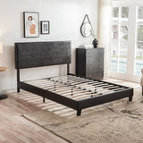 Queen Size Upholstered Platform Bed Frame ,Wood Slat Support, Easy Assembly