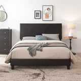 Queen Size Upholstered Platform Bed Frame ,Wood Slat Support, Easy Assembly