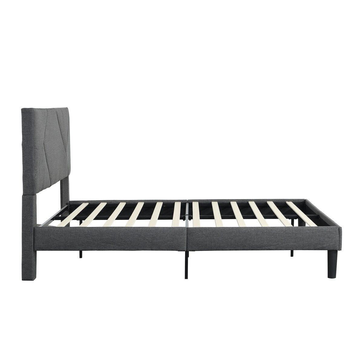 Queen Size Upholstered Platform Bed Frame ,Wood Slat Support, Easy Assembly