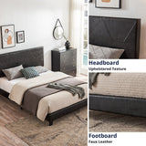 Queen Size Upholstered Platform Bed Frame ,Wood Slat Support, Easy Assembly