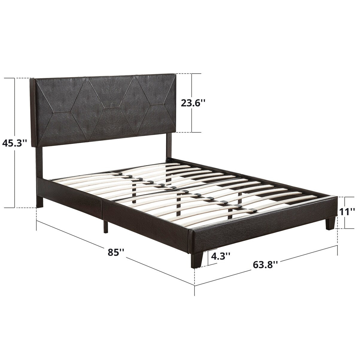 Queen Size Upholstered Platform Bed Frame ,Wood Slat Support, Easy Assembly
