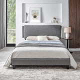 Queen Size Upholstered Platform Bed Frame ,Wood Slat Support, Easy Assembly