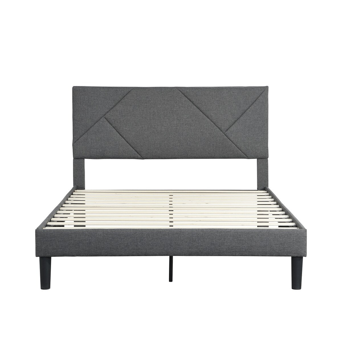 Queen Size Upholstered Platform Bed Frame ,Wood Slat Support, Easy Assembly