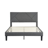 Queen Size Upholstered Platform Bed Frame ,Wood Slat Support, Easy Assembly