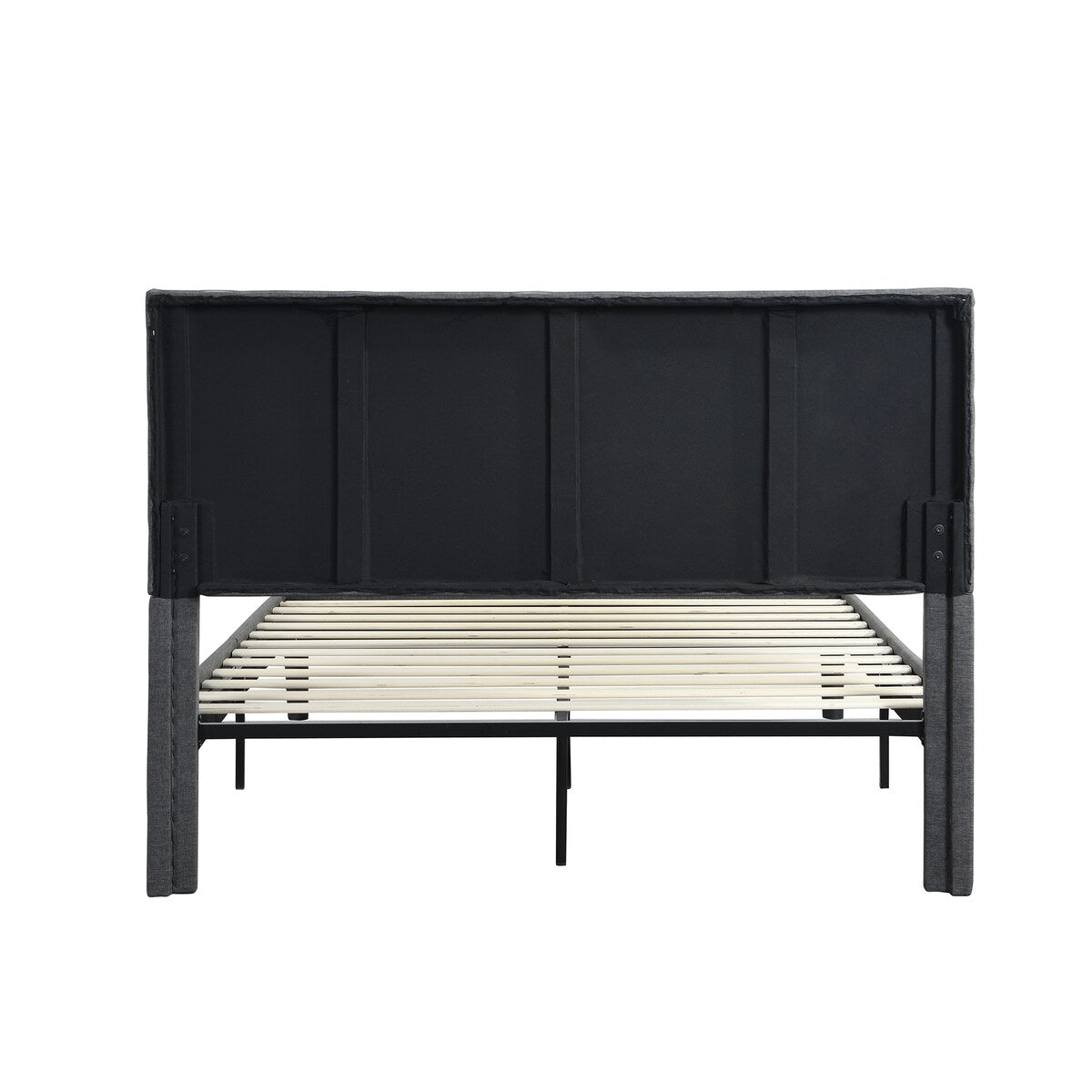 Queen Size Upholstered Platform Bed Frame ,Wood Slat Support, Easy Assembly