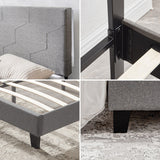Queen Size Upholstered Platform Bed Frame ,Wood Slat Support, Easy Assembly