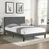 Queen Size Upholstered Platform Bed Frame ,Wood Slat Support, Easy Assembly