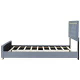 Queen Size Upholstered Platform Bed With Pull Point Headboard