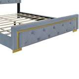 Queen Size Upholstered Platform Bed With Pull Point Headboard