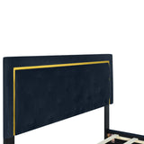 Queen Size Upholstered Platform Bed With Pull Point Headboard