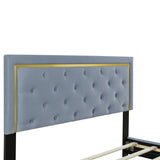 Queen Size Upholstered Platform Bed With Pull Point Headboard