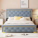 Queen Size Upholstered Platform Bed With Pull Point Headboard