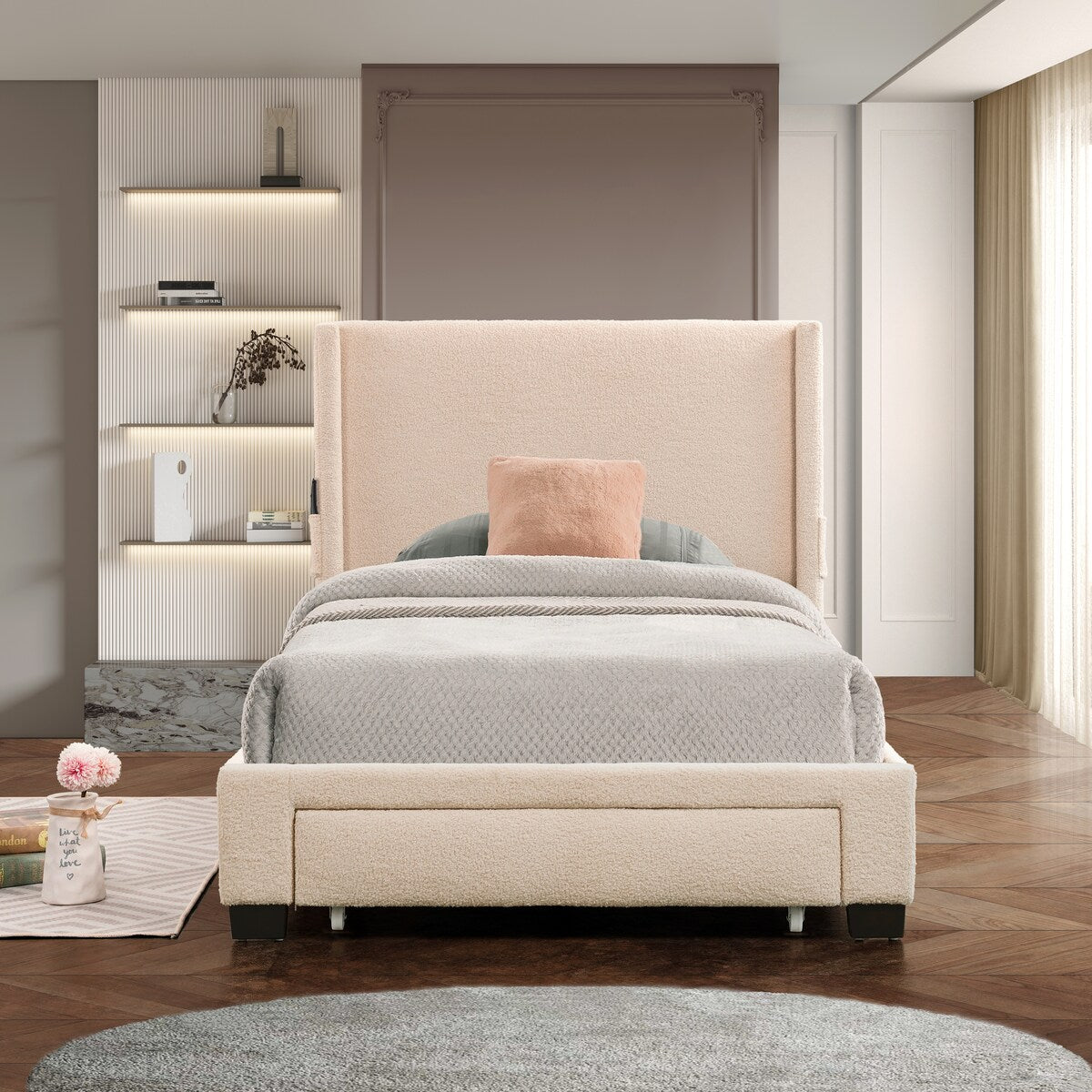 Queen Size Upholstered Platform Bed with Big Spacious Drawers