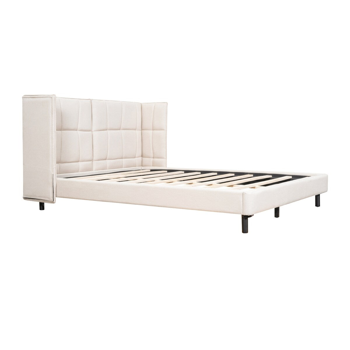Queen Size Upholstered Platform Bed with LED Lights and U-Shaped Headboard for Master Bedrooms, Guest Rooms, Linen Fabric